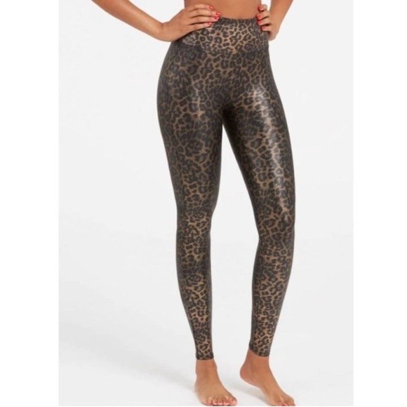 SPANX Faux Leather Leopard Leggings - Picture 1 of 5
